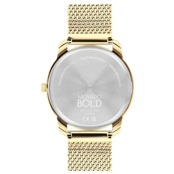 MOVADO 3601015 GOLD DIAL GOLD STAINLESS STEEL MESH BRACELET MENS WATCH